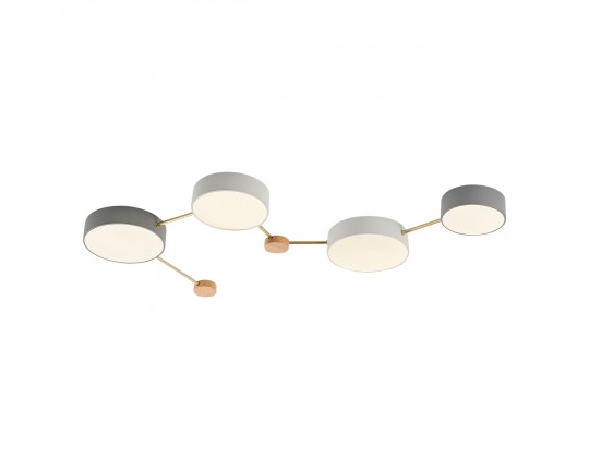 SLE600102-04 Светильник потолочный Золотистый, Светлое дерево/Белый, Серый LED 4*16,5W 4000K