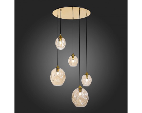 SL1188.303.05 Люстра подвесная ST-Luce Латунь/Коньячный E14/E27 3+2*40W