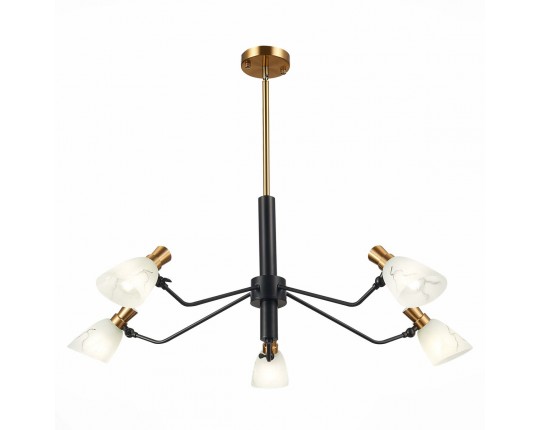 SLE205403-05 Светильник подвесной Черный, Латунь/Белый E14 5*60W