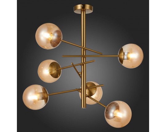 SLE1099-312-06 Светильник потолочный Латунь/Коньячный E27 6*60W