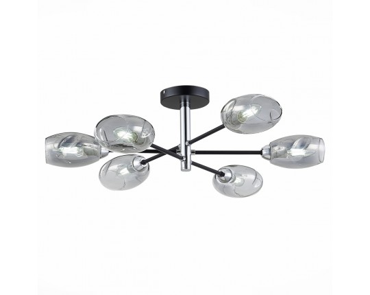 SLE155512-06 Светильник потолочный Черный, Хром/Дымчатый E14 6*40W