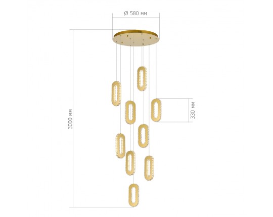SL6506.203.09 Светильник подвесной ST-Luce Золотистый/Золотистый, Прозрачный LED 9*9W 3000K