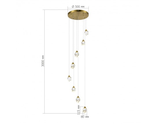SL6114.203.08 Светильник подвесной ST-Luce Золотистый/Прозрачный LED 8*3W 3000K