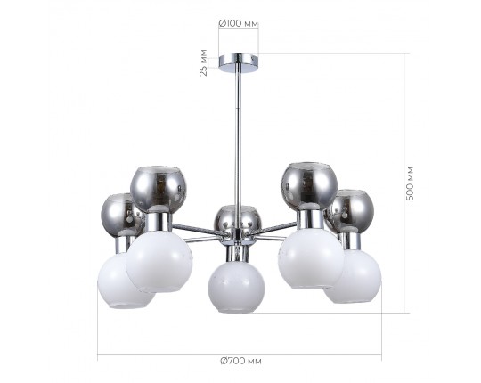 SLE1138-102-10 Светильник потолочный Хром/Белый, Дымчатый E27 10*60W