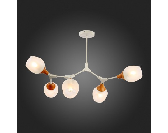 SLE113502-05 Светильник потолочный Белый, Светлое дерево/Белый E27 5*60W