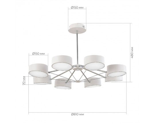 SLE6005-502-08 Светильник потолочный Белый, Хром/Белый LED 8*10W