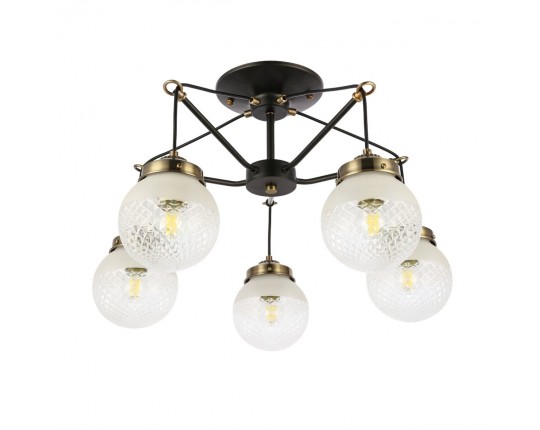 SLE110302-05 Светильник потолочный Черный, Бронза/Прозрачный, Белый E27 5*60W