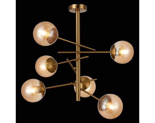 SLE1099-312-06 Светильник потолочный Латунь/Коньячный E27 6*60W