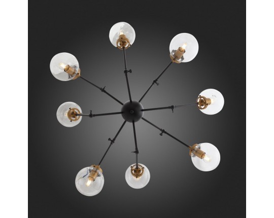 SL234.402.08 Люстра потолочная ST-Luce Черный, Золото/Прозрачный E27 8*40W (из 2-х коробок)