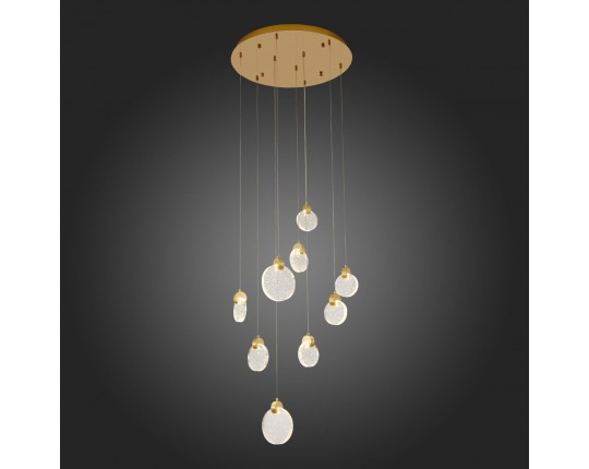 SL6104.203.09 Светильник подвесной ST-Luce Золотистый/Прозрачный,С пузырьками воздуха LED 9*3W 3000K