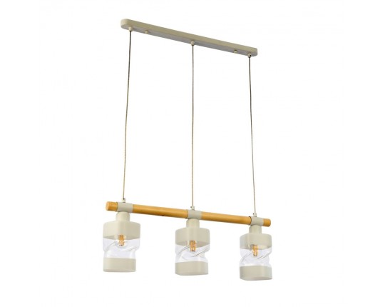 SLE114503-03 Светильник подвесной Белый, Светлое дерево/Белый, Прозрачный E27 3*60W
