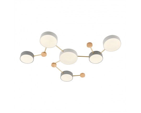 SLE600102-06 Светильник потолочный Золотистый, Светлое дерево/Белый, Серый LED 6*15W 4000K