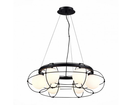 SL1189.403.06 Люстра подвесная ST-Luce Черный/Опал G9 6*5W