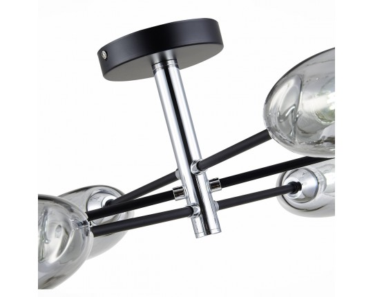 SLE155512-06 Светильник потолочный Черный, Хром/Дымчатый E14 6*40W