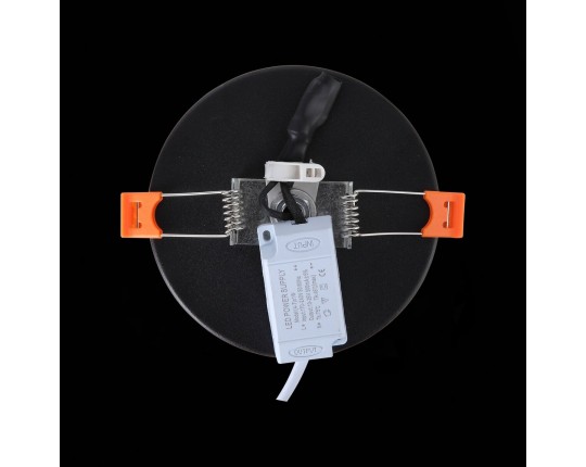ST104.402.06 Светильник встраиваемый Черный LED 1*6W 3000K 468Lm Ra>80 120° IP20 D110xH20 170-240V