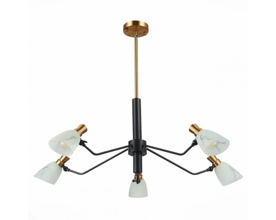 SLE205403-05 Светильник подвесной Черный, Латунь/Белый E14 5*60W