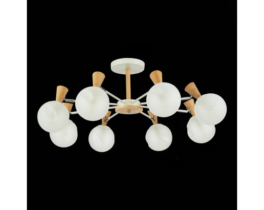 SLE220702-08 Светильник потолочный Белый, Светлое дерево/Белый E14 8*40W