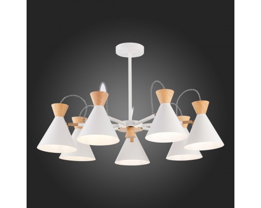 SLE125102-07 Светильник потолочный Белый, Золотистый/Белый, Светлое дерево E14 7*40W