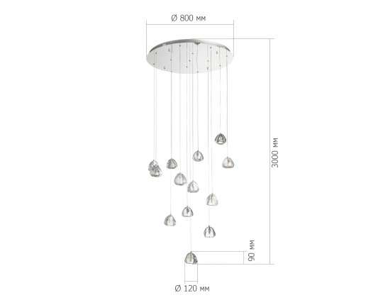 SL6017.101.13 Светильник подвесной ST-Luce Хром/Прозрачный с пузырьками воздуха LED 13*3W 3000K