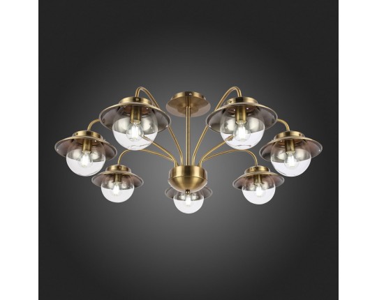 SLE110102-07 Светильник потолочный Античная бронза/Прозрачный E14 7*40W