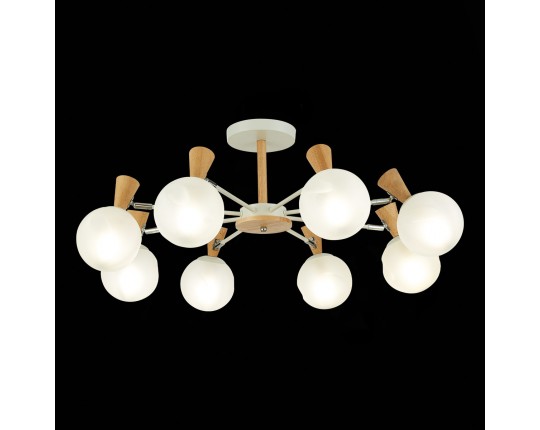 SLE220702-08 Светильник потолочный Белый, Светлое дерево/Белый E14 8*40W