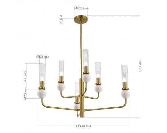 SL1244.303.06 Светильник подвесной ST-Luce латунь/прозрачный E14 6*40W