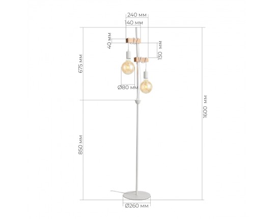 SL1142.505.01 Светильник напольный Белый, Светлое дерево E27 2*60W