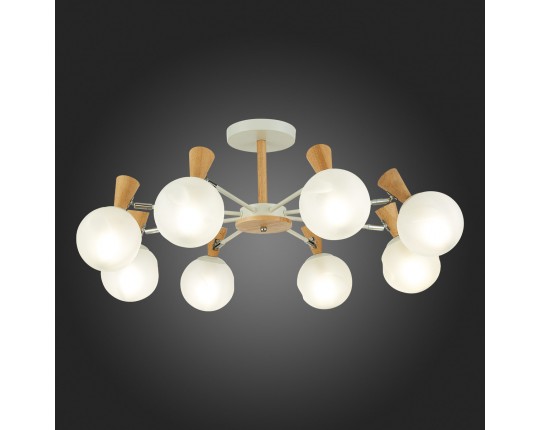 SLE220702-08 Светильник потолочный Белый, Светлое дерево/Белый E14 8*40W