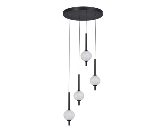 SL6120.403.04 Светильник подвесной ST-Luce Черный/Прозрачное кракелированное стекло LED 4*8,5W 3000K