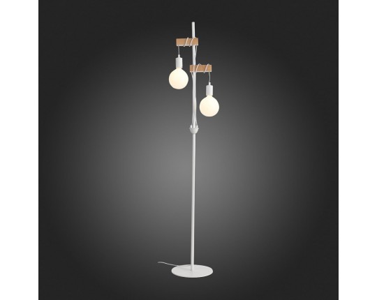 SL1142.505.01 Светильник напольный Белый, Светлое дерево E27 2*60W