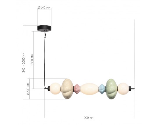 SL6134.443.01 Светильник подвесной ST-Luce черный/зеленый, розовый, желтый, синий, опаловый LED 1*24