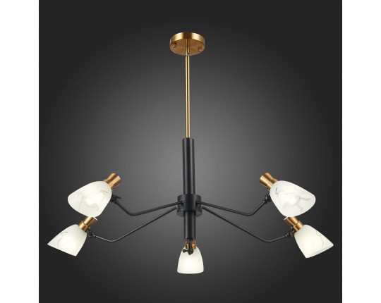 SLE205403-05 Светильник подвесной Черный, Латунь/Белый E14 5*60W