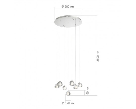 SL6017.101.07 Светильник подвесной ST-Luce Хром/Прозрачный с пузырьками воздуха LED 7*3W 3000K