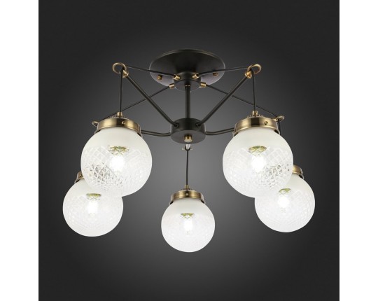 SLE110302-05 Светильник потолочный Черный, Бронза/Прозрачный, Белый E27 5*60W