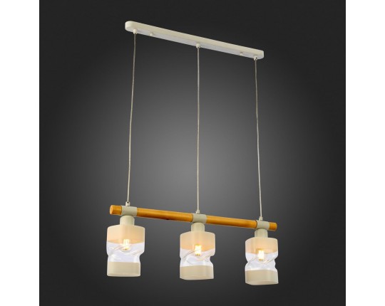 SLE114503-03 Светильник подвесной Белый, Светлое дерево/Белый, Прозрачный E27 3*60W