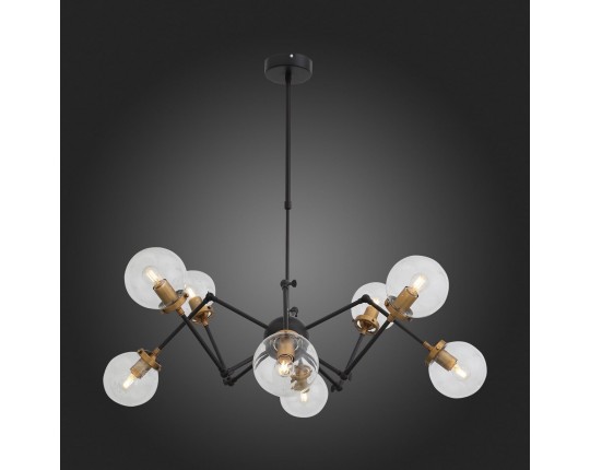 SL234.402.08 Люстра потолочная ST-Luce Черный, Золото/Прозрачный E27 8*40W (из 2-х коробок)