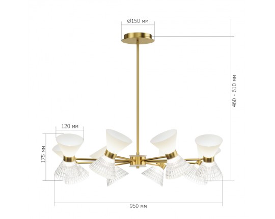 SL2004.303.16 Светильник подвесной ST-Luce латунь/прозрачный, белый, латунь G9 LED 16*5W