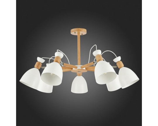 SLE103802-07 Светильник потолочный Светлое дерево, Белый/Белый E27 7*60W