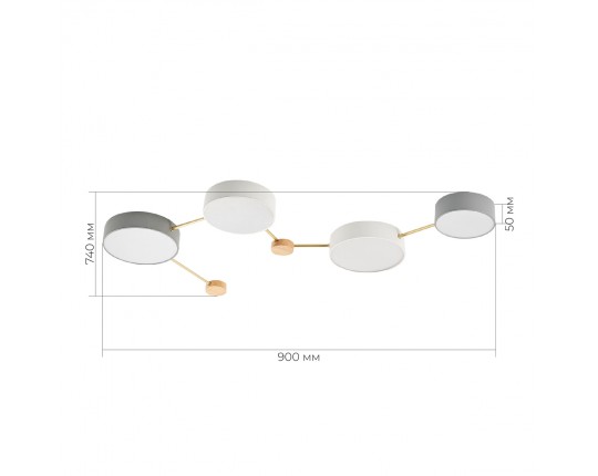 SLE600102-04 Светильник потолочный Золотистый, Светлое дерево/Белый, Серый LED 4*16,5W 4000K