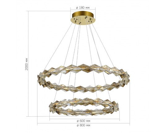 SL6009.203.02 Люстра подвесная ST-Luce Золотистый/Прозрачный,Янтарный LED 1*45W 3000K