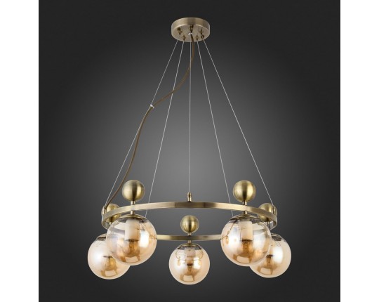 SLE106303-05 Светильник подвесной Бронзовый/Прозрачный, Янтарный E27 5*60W