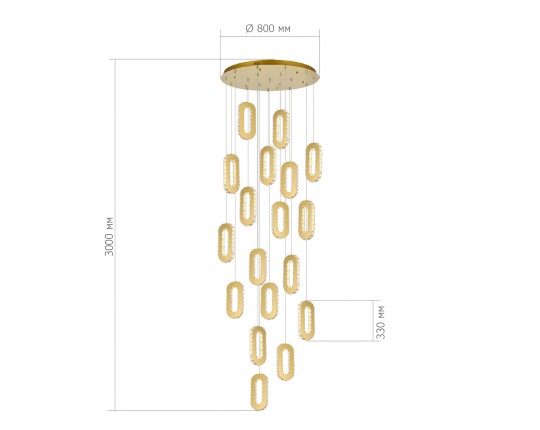 SL6506.203.18 Светильник подвесной ST-Luce Золотистый/Золотистый, Прозрачный LED 18*9W 3000K