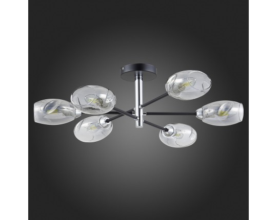 SLE155512-06 Светильник потолочный Черный, Хром/Дымчатый E14 6*40W