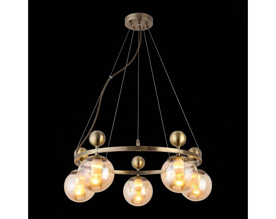 SLE106303-05 Светильник подвесной Бронзовый/Прозрачный, Янтарный E27 5*60W