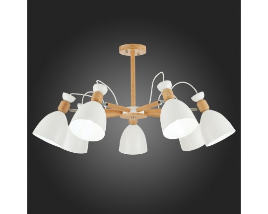 SLE103802-07 Светильник потолочный Светлое дерево, Белый/Белый E27 7*60W