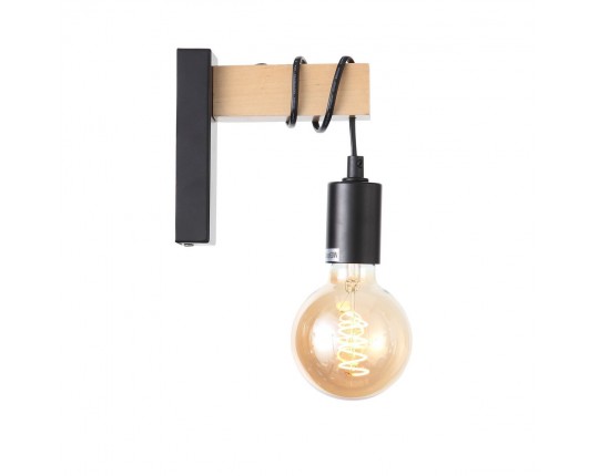 SL1142.401.01 Светильник настенный Черный, Светлое дерево E27 1*60W