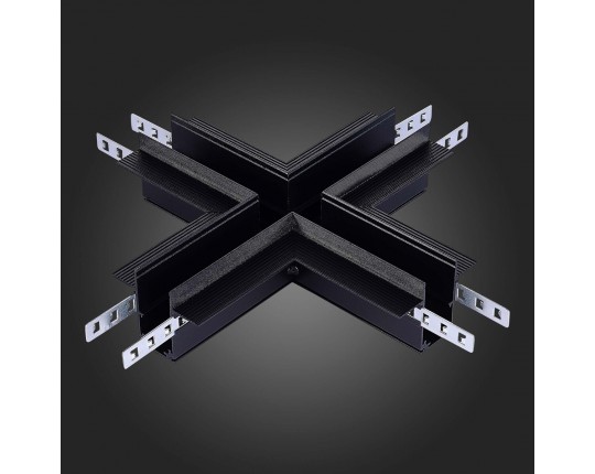 ST007.400.12 Коннектор X-оБразный для встраиваемого магнитного шинопровода под ГКЛ 12мм ST-Luce Черн