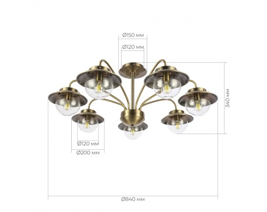 SLE110102-07 Светильник потолочный Античная бронза/Прозрачный E14 7*40W