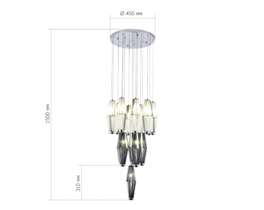SL1242.103.16 Светильник подвесной ST-Luce Хром/Дымчатый, Молочный G9 16*5W 4000K