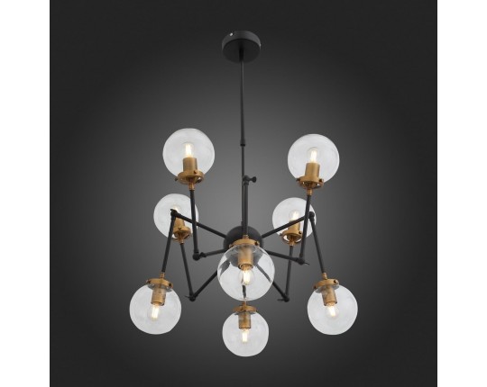 SL234.402.08 Люстра потолочная ST-Luce Черный, Золото/Прозрачный E27 8*40W (из 2-х коробок)